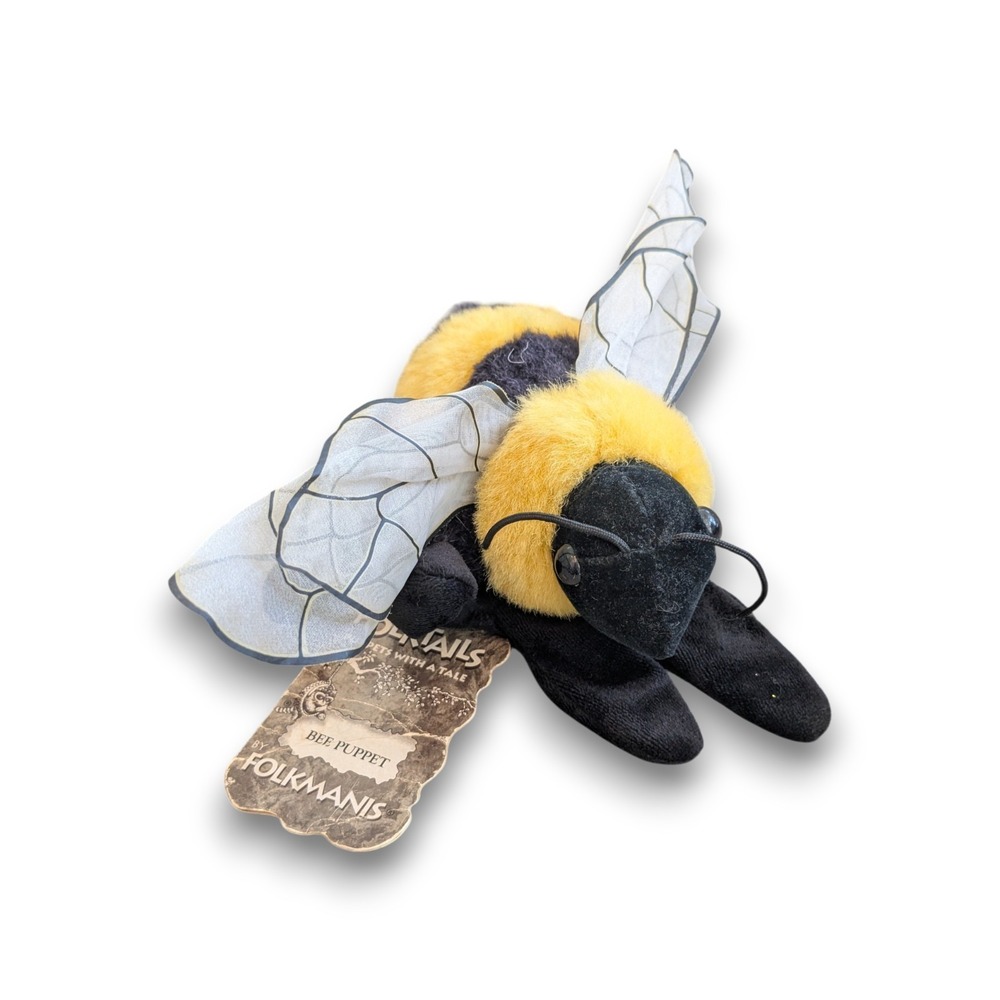 Folkmanis Bumble Bee Hand Puppet w/ tags Plush Stuffed Animal Furry Folk 8"